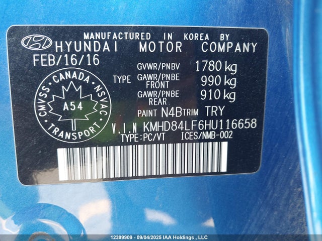 KMHD84LF6HU116658 Hyundai Elantra