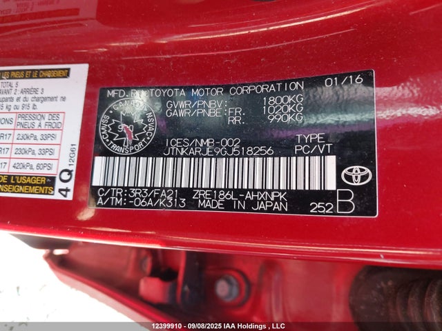 JTNKARJE9GJ518256 Scion 2zr-fae