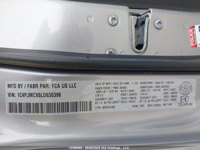 1C4PJMCX6LD636396 Jeep Cherokee