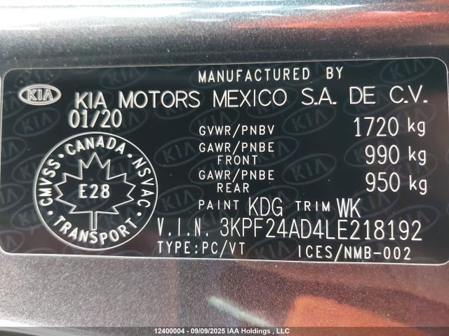 KIA mpi nu 2020 3KPF24AD4LE218192 Image 18