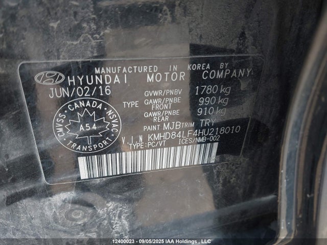 KMHD84LF4HU218010 Hyundai Elantra