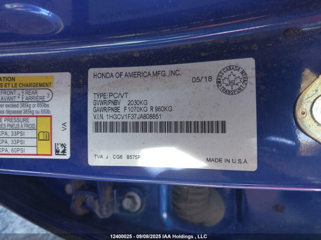 1HGCV1F37JA808851 Honda l15be