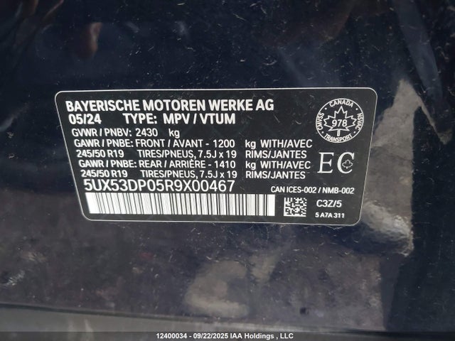 5UX53DP05R9X00467 BMW X3