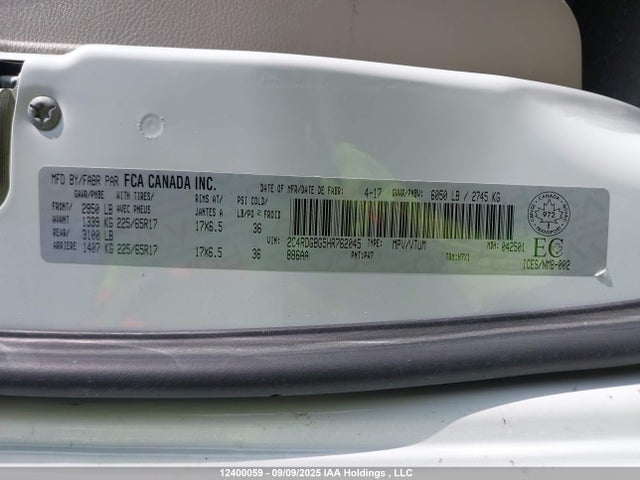 Продаж на аукціоні авто 2017 Dodge Grand Caravan Cvp/sxt, vin: 2C4RDGBG5HR762045, номер лоту: 12400059