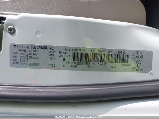 Продаж на аукціоні авто 2017 Dodge Grand Caravan Cvp/sxt, vin: 2C4RDGBG5HR762045, номер лоту: 12400059