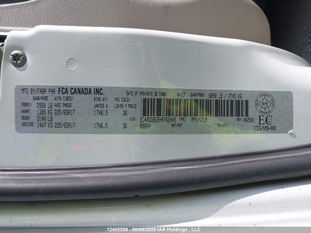Продаж на аукціоні авто 2017 Dodge Grand Caravan Cvp/sxt, vin: 2C4RDGBG5HR762045, номер лоту: 12400059