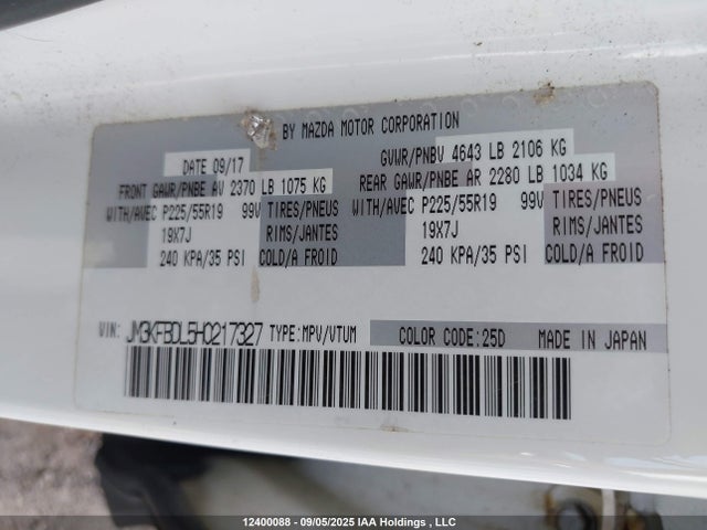 Mazda py 2017 JM3KFBDL5H0217327 Image 9