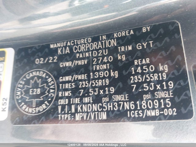 KNDNC5H37N6180915 KIA gdi lamda iii