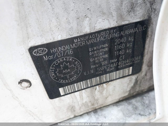 5NPE24AF4GH409044 Hyundai dohc gdi theta-ii