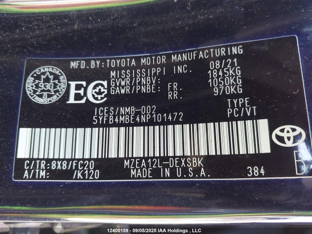 Toyota m20a-fks 2022 5YFB4MBE4NP101472 Image 18