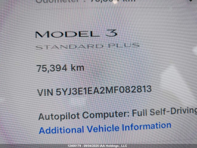 5YJ3E1EA2MF082813 Tesla MODEL 3