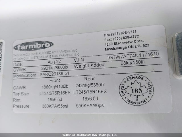 1GTW7AF74N1174610 GMC l8t