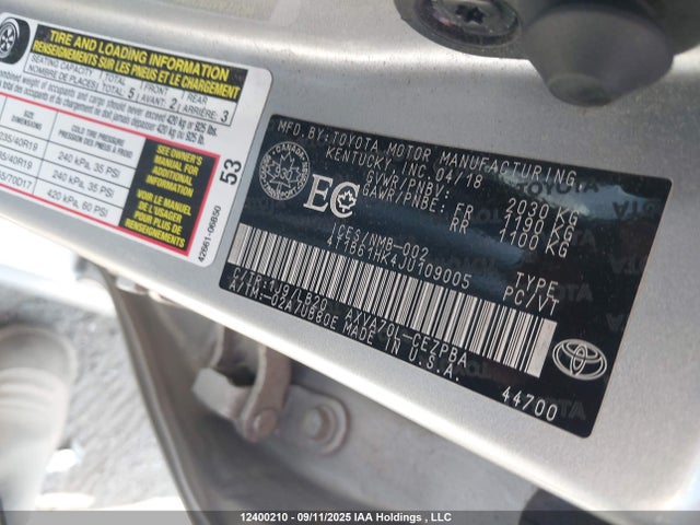 4T1B61HK4JU109005 Toyota a25a-fks