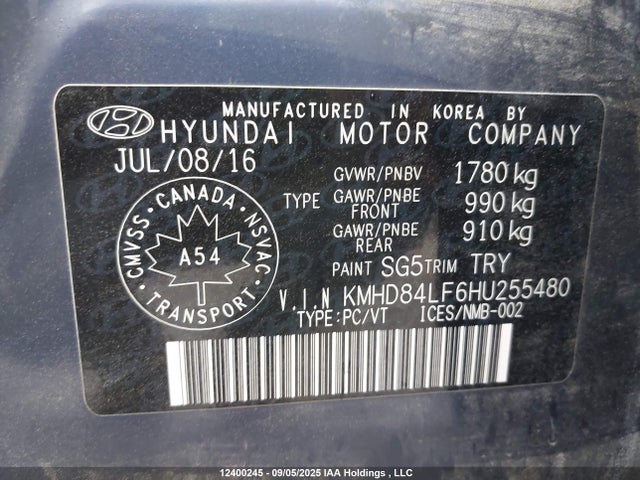 KMHD84LF6HU255480 Hyundai 2017