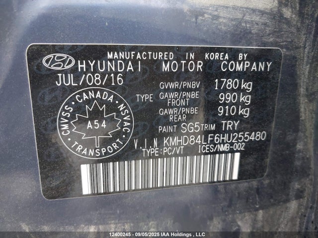 KMHD84LF6HU255480 Hyundai 2017
