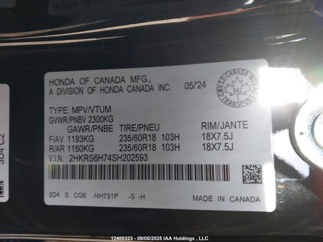 Honda lfc3 2025 2HKRS6H74SH202593 Image 9