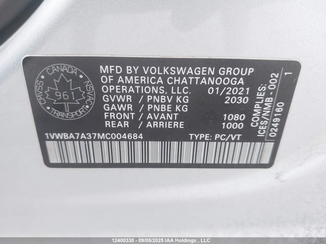1VWBA7A37MC004684 Volkswagen Passat