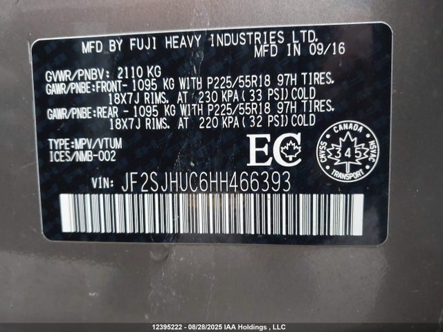 JF2SJHUC6HH466393 Subaru Turbo C0