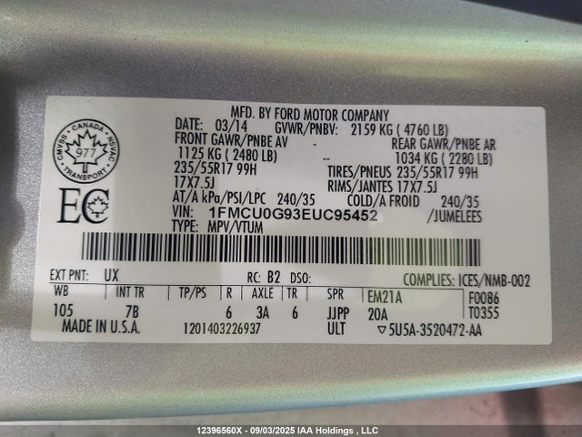 1FMCU0G93EUC95452 Ford Escape