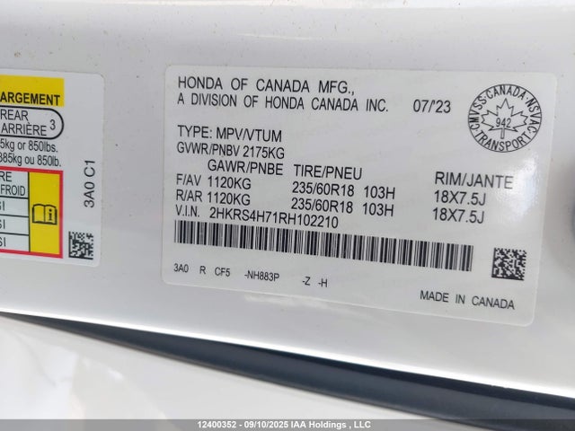 Honda l15be 2024 2HKRS4H71RH102210 Image 9