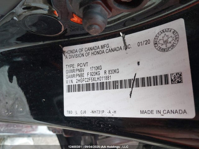 Honda k20c2 2020 2HGFC2F5XLH011881 Image 9