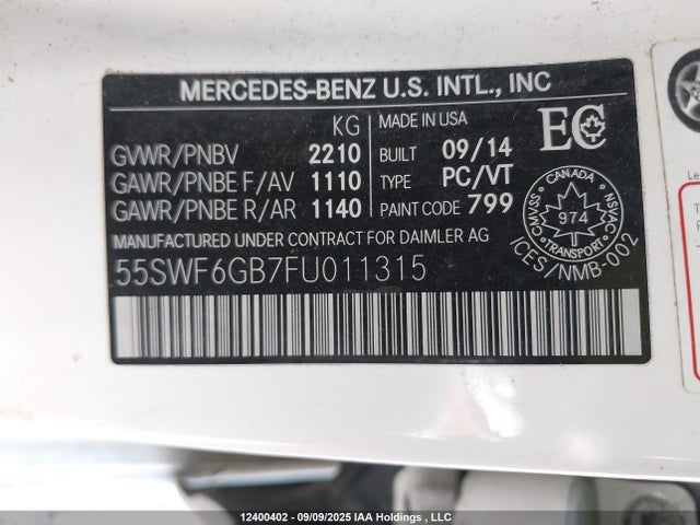 55SWF6GB7FU011315 Mercedes-Benz C-Class