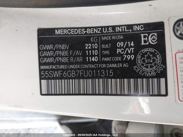 55SWF6GB7FU011315 Mercedes-Benz C-Class