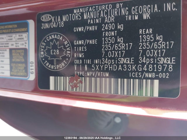 5XYPHDA33KG481978 KIA gdi theta-ii