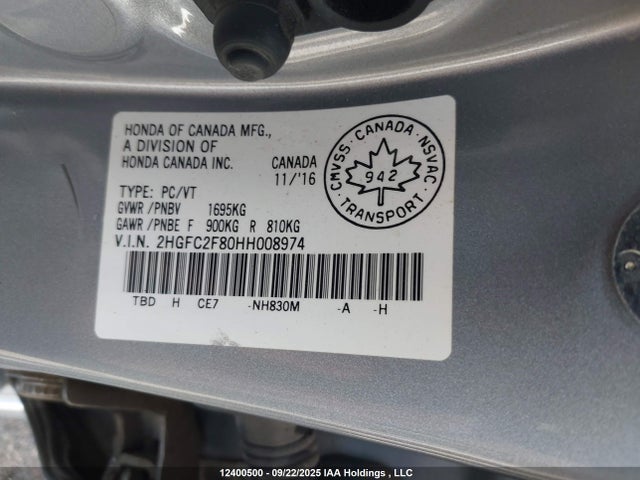 Honda k20c2 2017 2HGFC2F80HH008974 Image 9