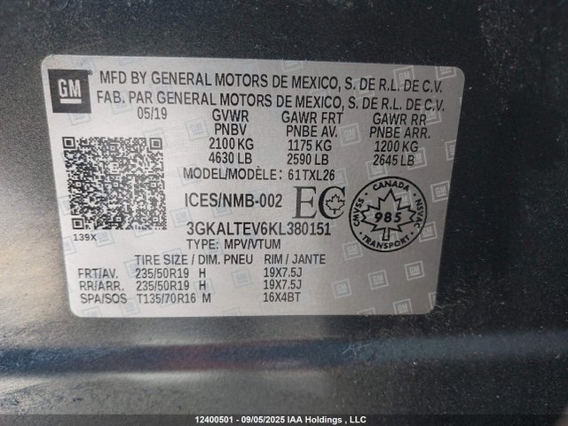 3GKALTEV6KL380151 GMC lyx - direct injection, vvt, fgt, turbo, alum, gen 1