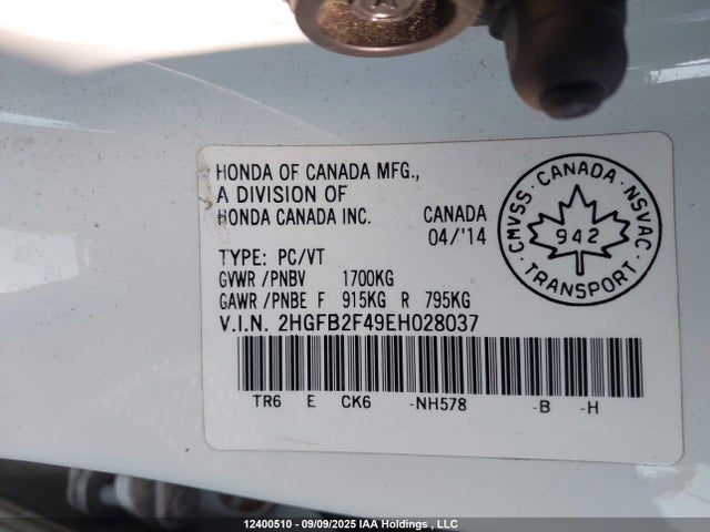 Honda r18z1 2014 2HGFB2F49EH028037 Image 18
