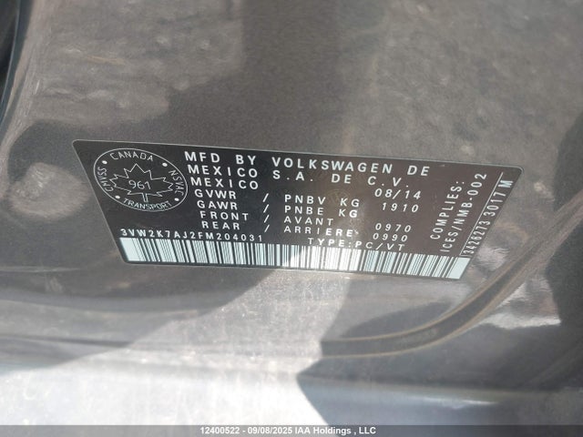 Volkswagen Jetta 2015 3VW2K7AJ2FM204031 Image 9
