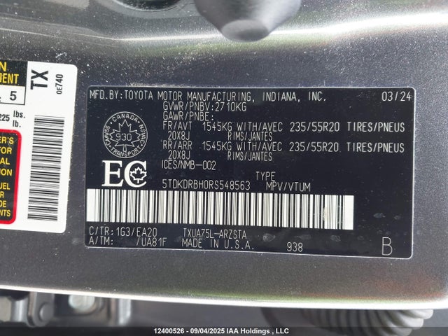 5TDKDRBH0RS548563 Toyota t24a-fts