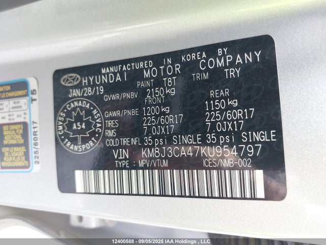 Hyundai gdi nu 2019 KM8J3CA47KU954797 Image 9