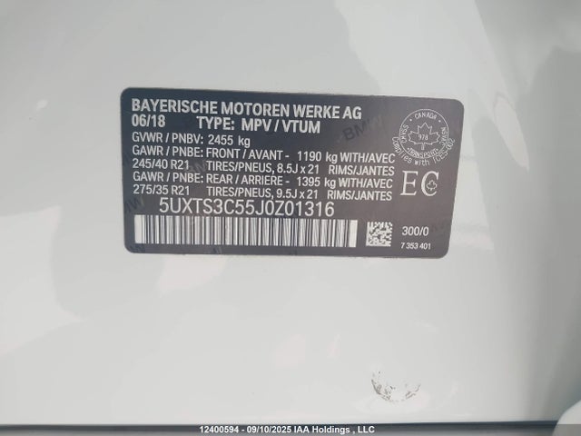 5UXTS3C55J0Z01316 BMW X3