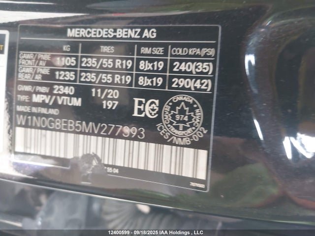 W1N0G8EB5MV277393 Mercedes-Benz m264