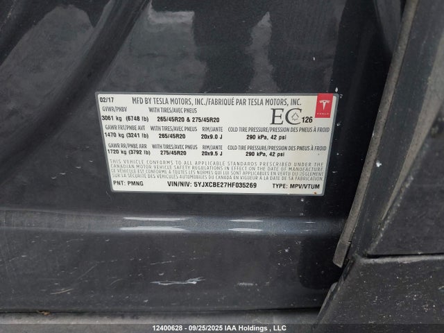 5YJXCBE27HF035269 Tesla MODEL X