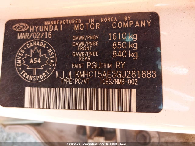 KMHCT5AE3GU281883 Hyundai dohc gdi gamma