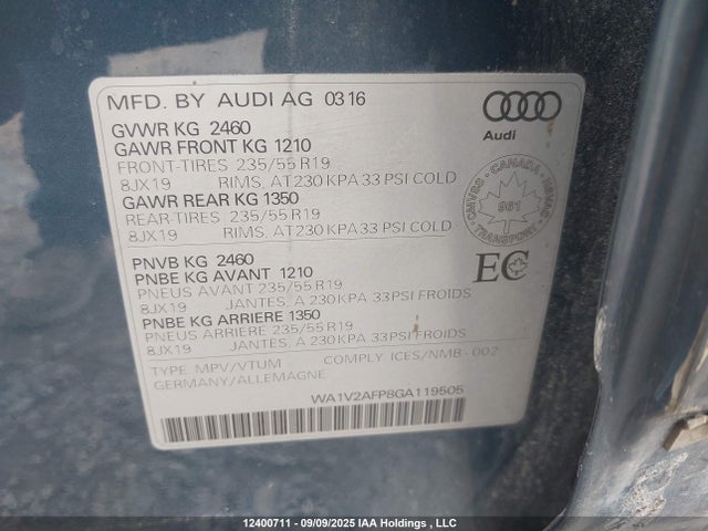 WA1V2AFP8GA119505 Audi Tdi