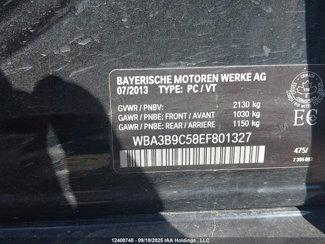 BMW 335i 2014 WBA3B9C58EF801327 Image 9