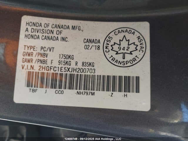 2HGFC1E5XJH200703 Honda l15b7