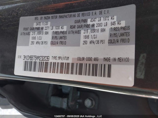 3MVDMBB75MM232039 Mazda pe