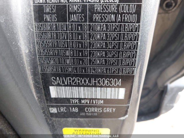 SALVR2RXXJH306304 Land Rover aj20p