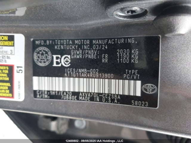 4T1G11AK4RU913900 Toyota a25a-fks