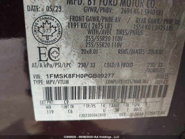 Ford ti-vct 2023 1FMSK8FH0PGB09277 Image 9