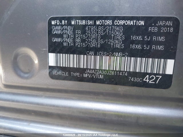 Mitsubishi mivec 2018 JA4AZ2A30JZ611474 Image 9