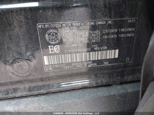 2T3R1RFV1MC204935 Toyota a25a-fks