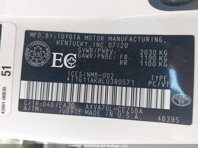 4T1G11AK8LU380571 Toyota a25a-fks