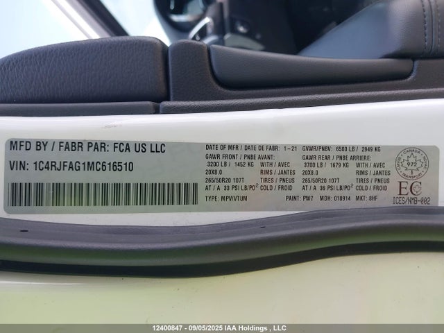 1C4RJFAG1MC616510 Jeep Grand Cherokee Laredo