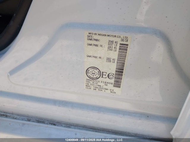 1N4AZ1CP1JC316408 Nissan Leaf
